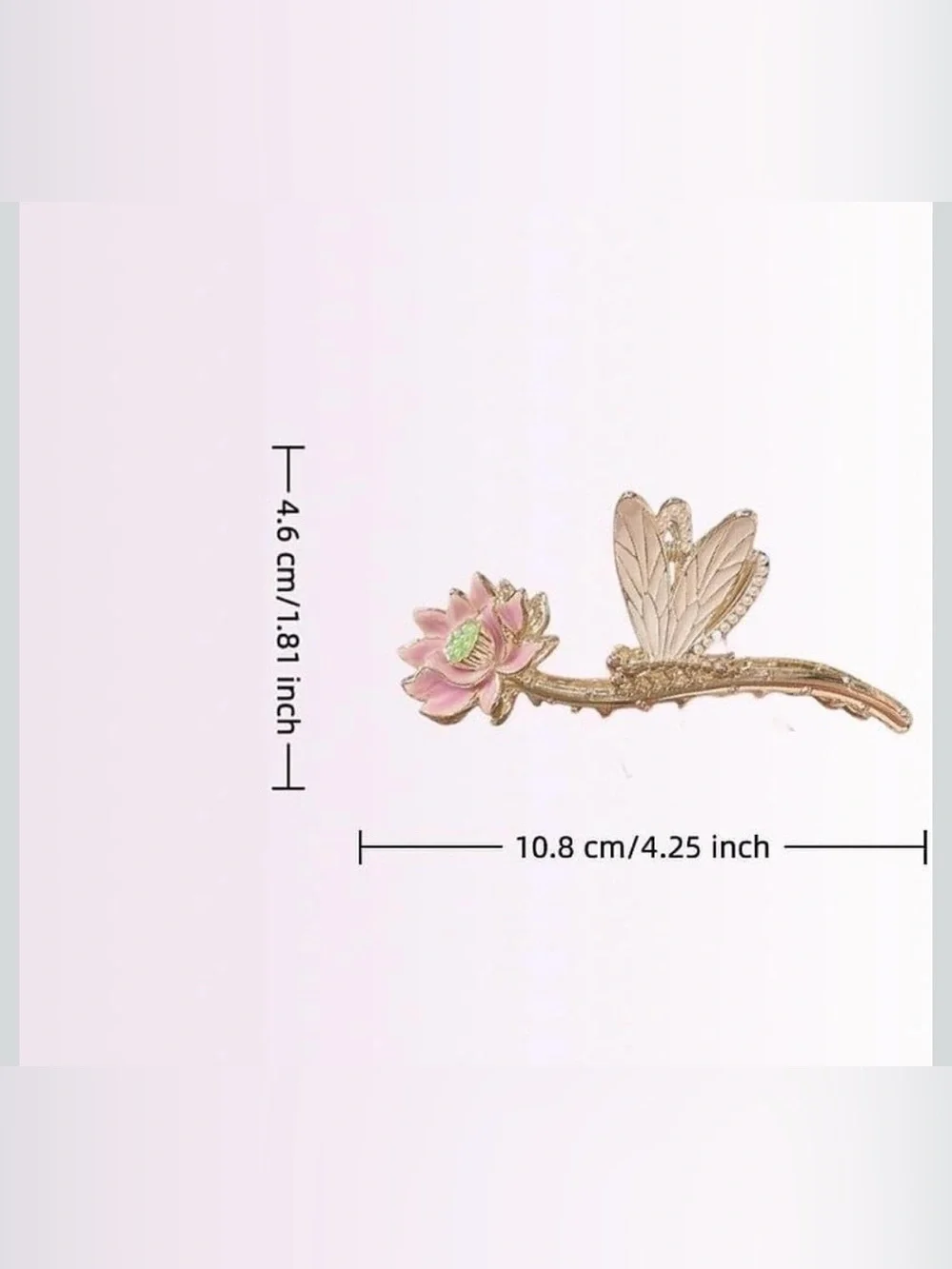 Pink Lotus & Gold Dragonfly Hair Claw